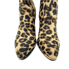 Marc Fisher Leopard Print Faux Suede Block Heel Ankle Boots