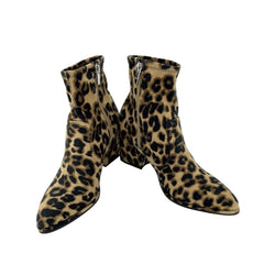Marc Fisher Leopard Print Faux Suede Block Heel Ankle Boots