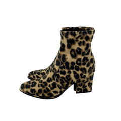 Marc Fisher Leopard Print Faux Suede Block Heel Ankle Boots
