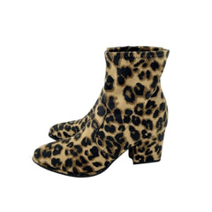 Marc Fisher Leopard Print Faux Suede Block Heel Ankle Boots