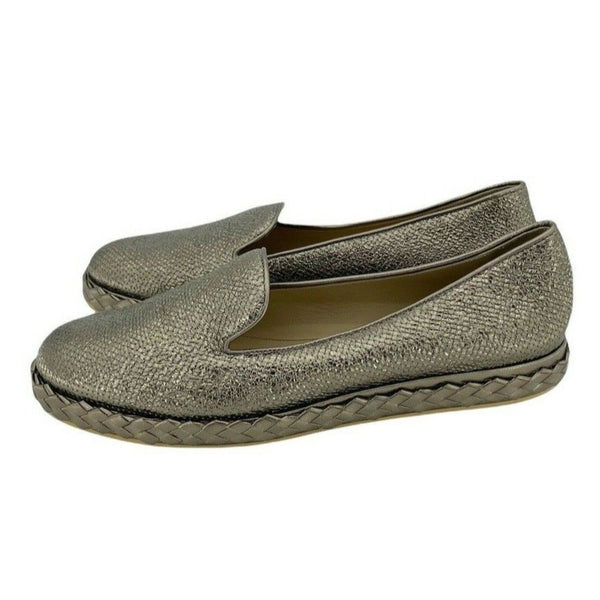 Vicini Tapeet Gold Leather Loafer Flats