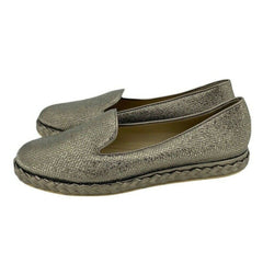 Vicini Tapeet Gold Leather Loafer Flats