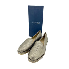 Vicini Tapeet Gold Leather Loafer Flats