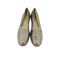 Vicini Tapeet Gold Leather Loafer Flats