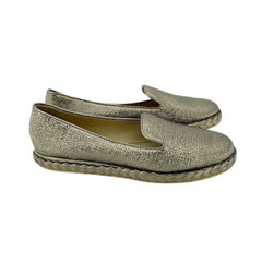 Vicini Tapeet Gold Leather Loafer Flats