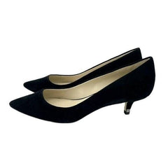 DKNY Diana Pointed Toe Kitten Heel Black Suede Leather Pumps
