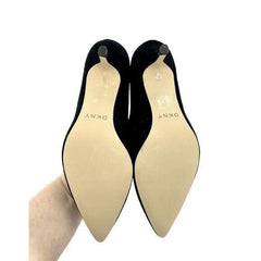 DKNY Diana Pointed Toe Kitten Heel Black Suede Leather Pumps