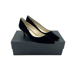 DKNY Diana Pointed Toe Kitten Heel Black Suede Leather Pumps