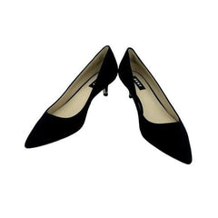 DKNY Diana Pointed Toe Kitten Heel Black Suede Leather Pumps