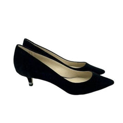 DKNY Diana Pointed Toe Kitten Heel Black Suede Leather Pumps