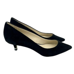 DKNY Diana Pointed Toe Kitten Heel Black Suede Leather Pumps
