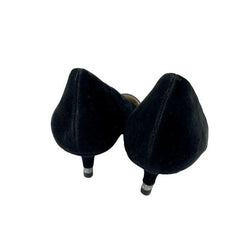 DKNY Diana Pointed Toe Kitten Heel Black Suede Leather Pumps