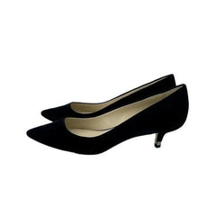 DKNY Diana Pointed Toe Kitten Heel Black Suede Leather Pumps