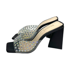 Schutz Black Crystal Clear Slip On Sandals