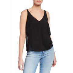 J Brand Lucy Black Silk & Velvet Cami Tank Top