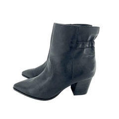 Sole Society Maelyn Black Soft Leather Ankle Booties - PRE-OWNED