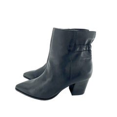 Sole Society Maelyn Black Soft Leather Ankle Booties - PRE-OWNED