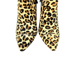 Cole Haan Jasmine Leopard Print Black Leather Calfhair Booties