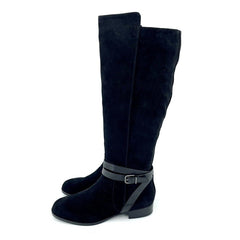 Via Spiga Black Suede Leather Tall Riding Boots