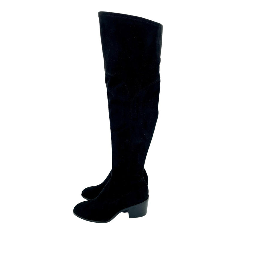 Marc Fisher Black Faux Suede Knee High Boots