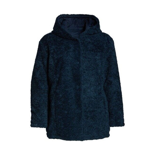 Halogen Reversible Blue Coat Jacket Quilted Faux Fur