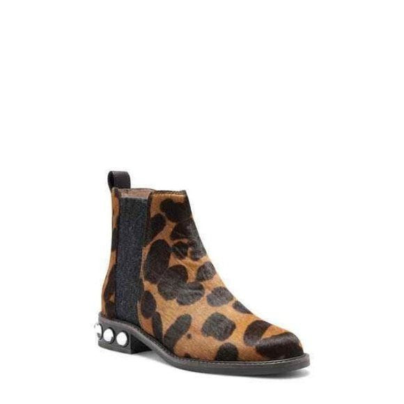 Louise Et Cie Embellished Heel Animal Print Calf Hair Chelsea Boots