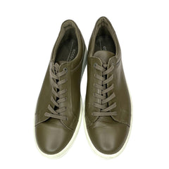 ECCO Mens Soft 9 II Sneakers Leather Tarmac Olive Green - PRE-OWNED
