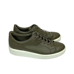 ECCO Mens Soft 9 II Sneakers Leather Tarmac Olive Green - PRE-OWNED