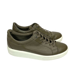 ECCO Mens Soft 9 II Sneakers Leather Tarmac Olive Green - PRE-OWNED