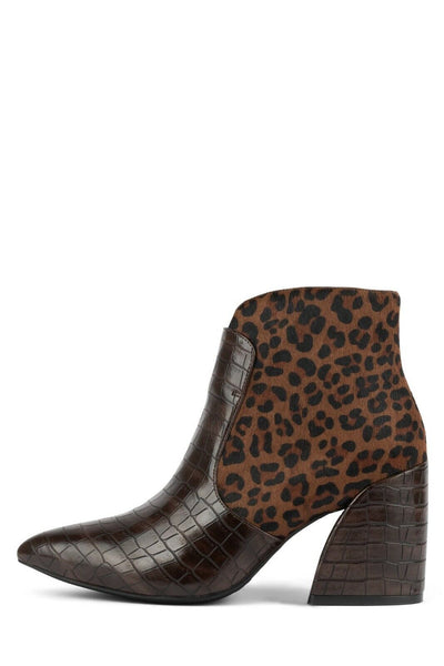 Jeffrey Campbell Bentlee Animal Print Calf Hair Croc Leather Boots