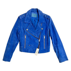 SL8 BlankNYC Blue Suede Leather Moto Jacket - PRE-OWNED