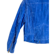 SL8 BlankNYC Blue Suede Leather Moto Jacket - PRE-OWNED
