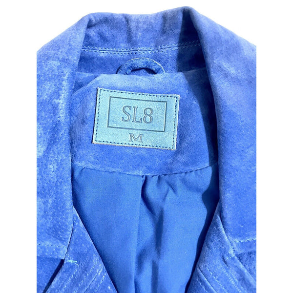 SL8 BlankNYC Blue Suede Leather Moto Jacket - PRE-OWNED