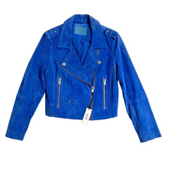 SL8 BlankNYC Blue Suede Leather Moto Jacket - PRE-OWNED