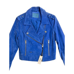 SL8 BlankNYC Blue Suede Leather Moto Jacket - PRE-OWNED