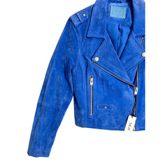 SL8 BlankNYC Blue Suede Leather Moto Jacket - PRE-OWNED