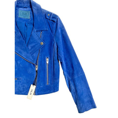 SL8 BlankNYC Blue Suede Leather Moto Jacket - PRE-OWNED