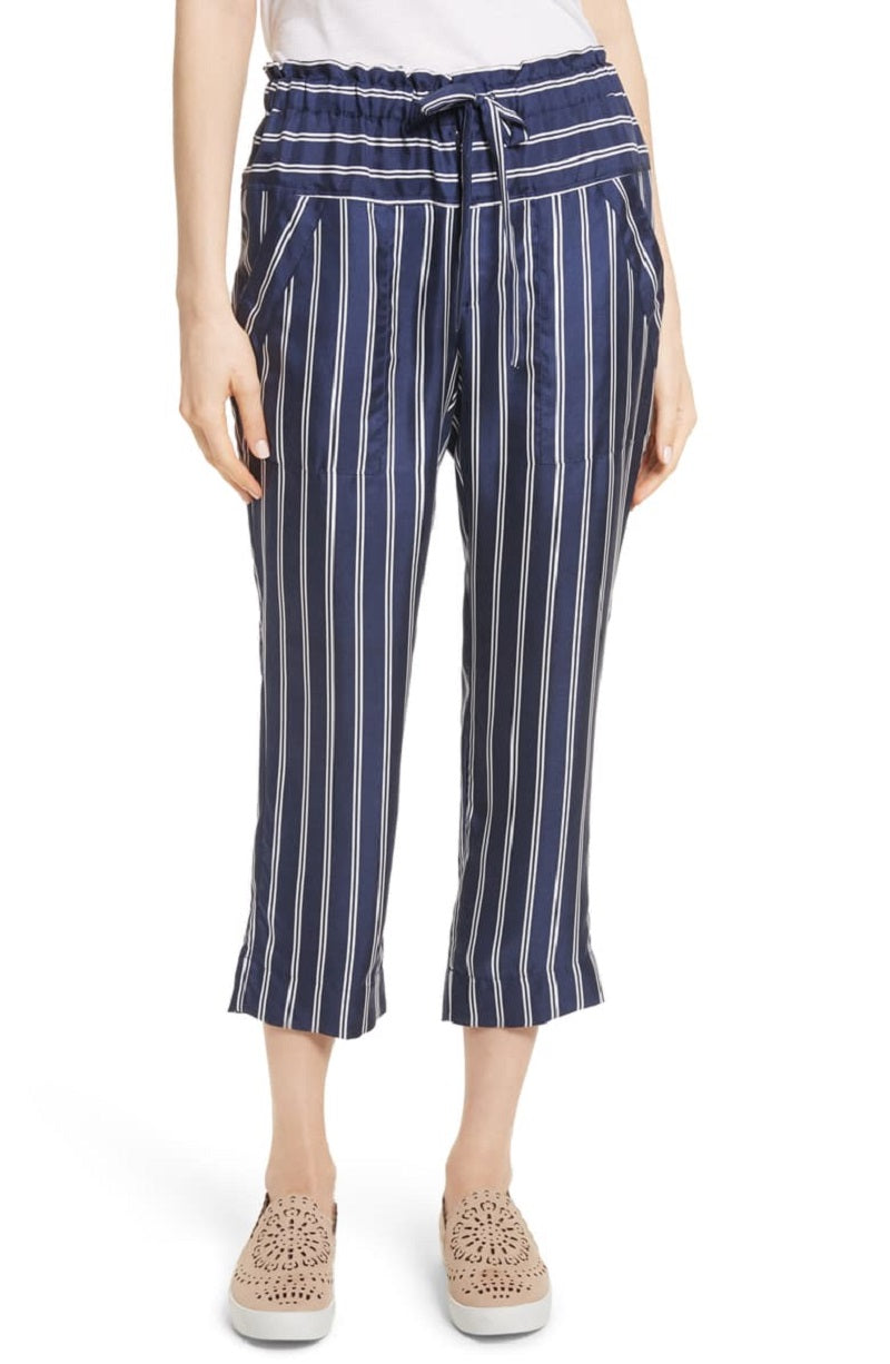 Joie Addiena Silk Striped Capri Pants