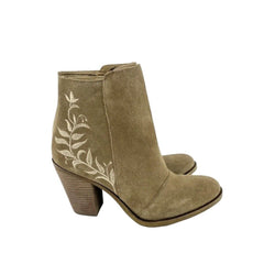 Lucky Brand Embroidered Suede Leather Ankle Boots