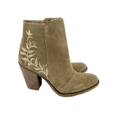 Lucky Brand Embroidered Suede Leather Ankle Boots