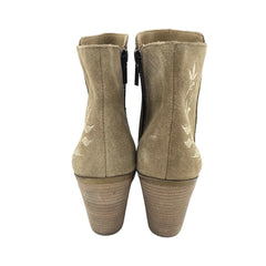 Lucky Brand Embroidered Suede Leather Ankle Boots