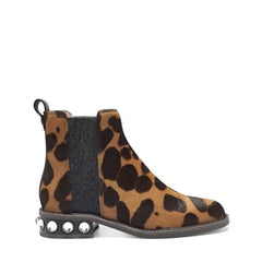 Louise Et Cie Embellished Heel Animal Print Calf Hair Chelsea Boots