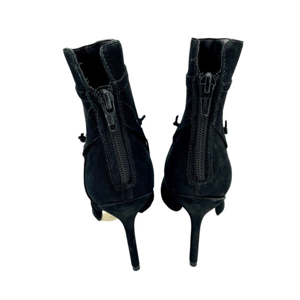 Catherine Malandrino Black Suede Leather Lace Up Detail Ankle Booties