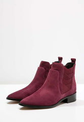 Rebecca Minkoff Jacy Burgundy Suede Leather Pointed Toe Ankle Boots