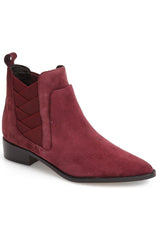 Rebecca Minkoff Jacy Burgundy Suede Leather Pointed Toe Ankle Boots