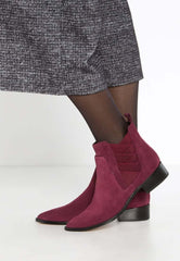 Rebecca Minkoff Jacy Burgundy Suede Leather Pointed Toe Ankle Boots