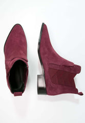 Rebecca Minkoff Jacy Burgundy Suede Leather Pointed Toe Ankle Boots