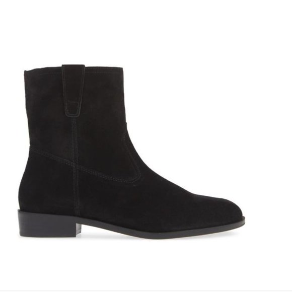 Rebecca Minkoff Chasidy Black Suede Leather Pull On Ankle Boots