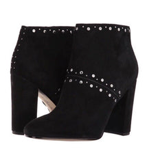 Sam Edelman Suede Leather Studded Black Heel Ankle Boots