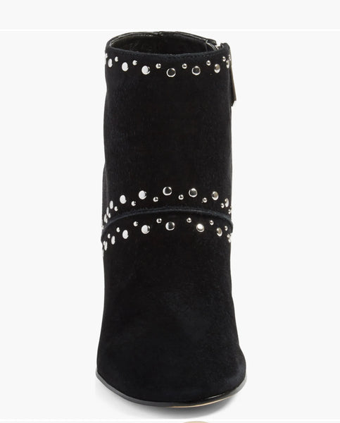 Sam Edelman Suede Leather Studded Black Heel Ankle Boots
